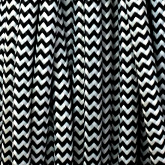 3.28/16.40/32.81 ft 3 core Round Cloth Covered Wire Black and White ~1023