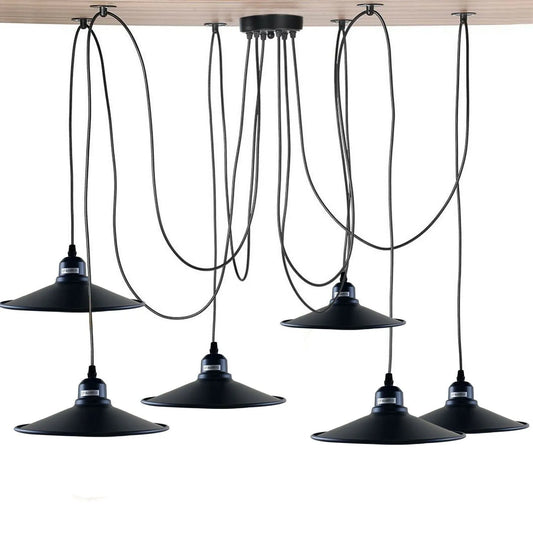 Black Retro Loft Spider 6 Way Ceiling Hanging Light Adjustable