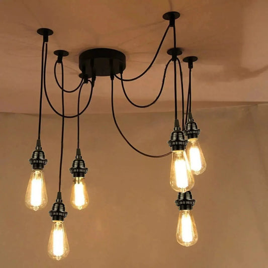Industrial Black Spider Pendant | 6 Way Ceiling Fixture