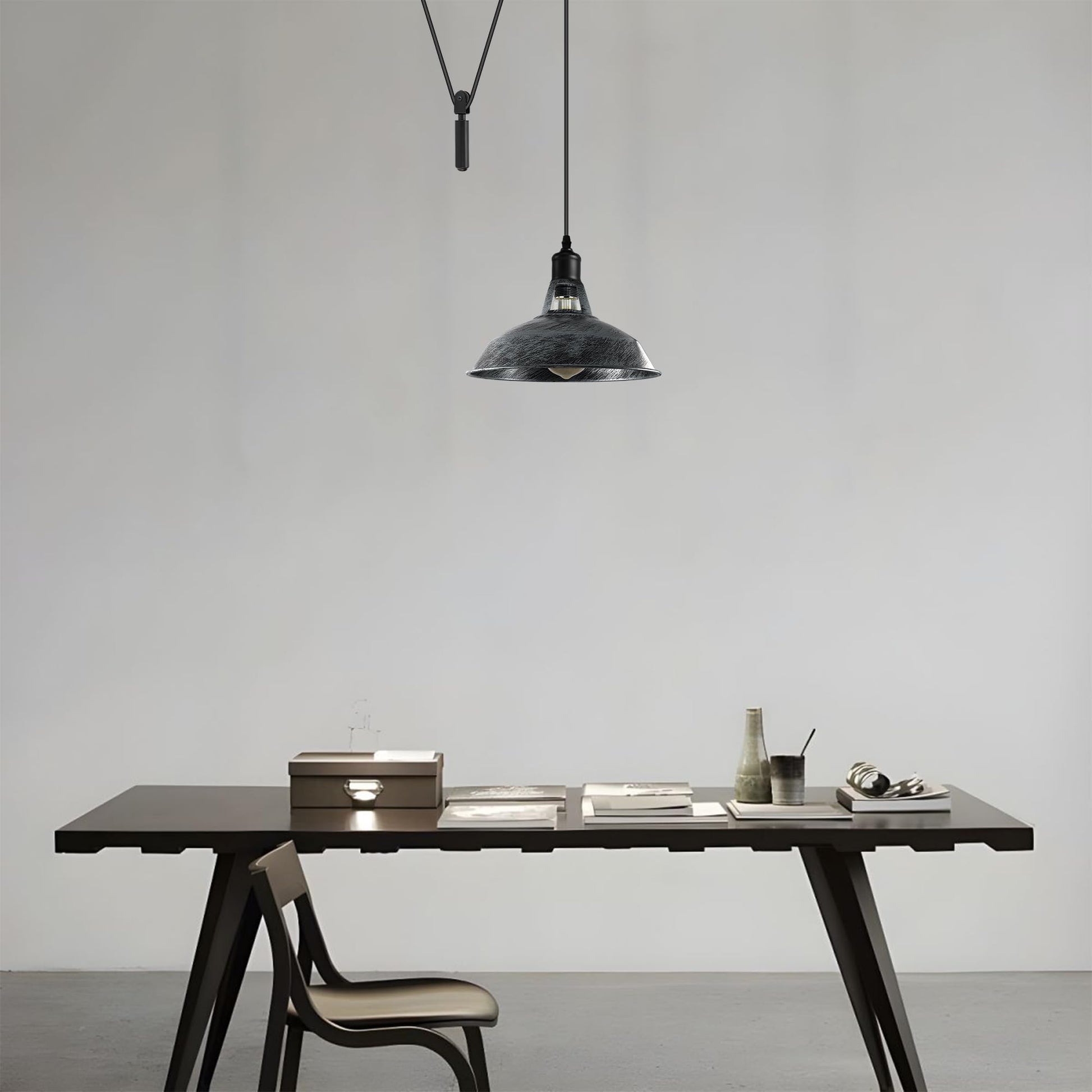 pendant island metal ceiling
