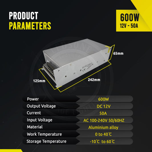12V 600W 50A Regulated Switching Power Supply ~1101