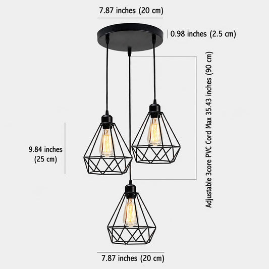 DIAMANTVALL 3 Light Industrial Wire Cage Cluster
