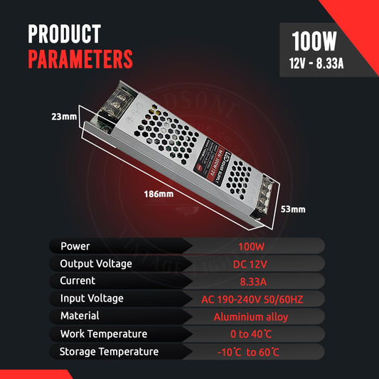 12V 100W 8.33A Ultra Slim Power Supply ~1106