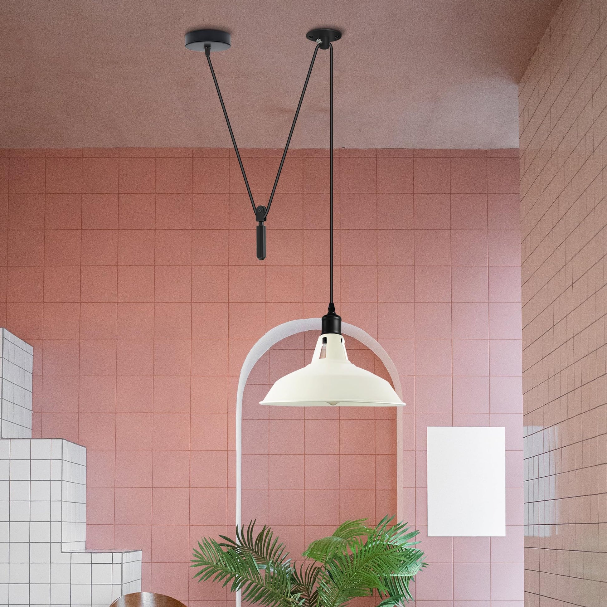 pendant island metal ceiling