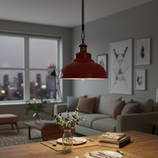 Hemp Rope Metal Pendant Light 11.41" Shaded ~1057