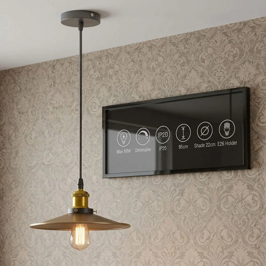 Minimalist Flat Saucer Brass Single Pendant Light