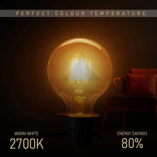 Bombilla LED vintage de filamento regulable E26 4W G95 ~1032