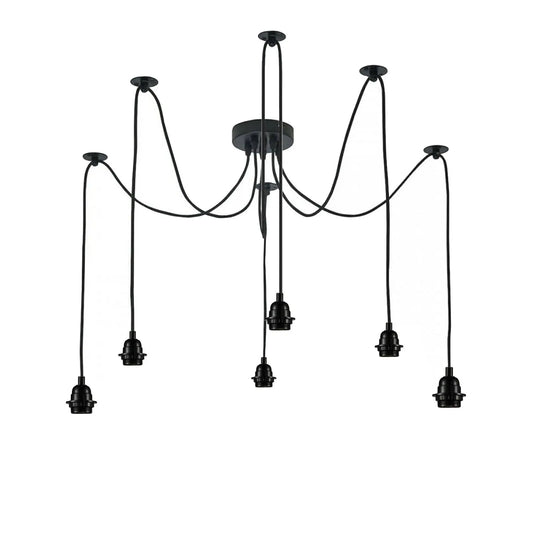 Industrial Black Spider Pendant | 6 Way Ceiling Fixture