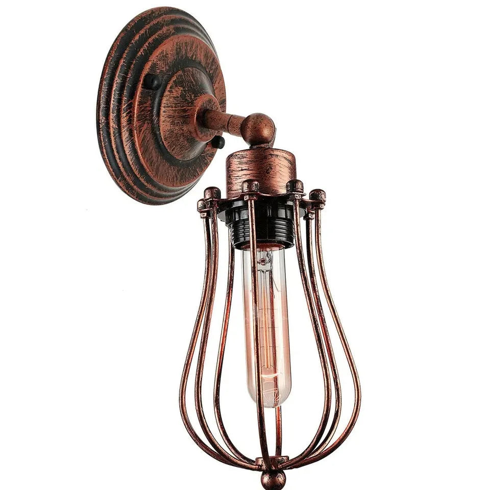 Vintage-style wall light fixture with copper finish