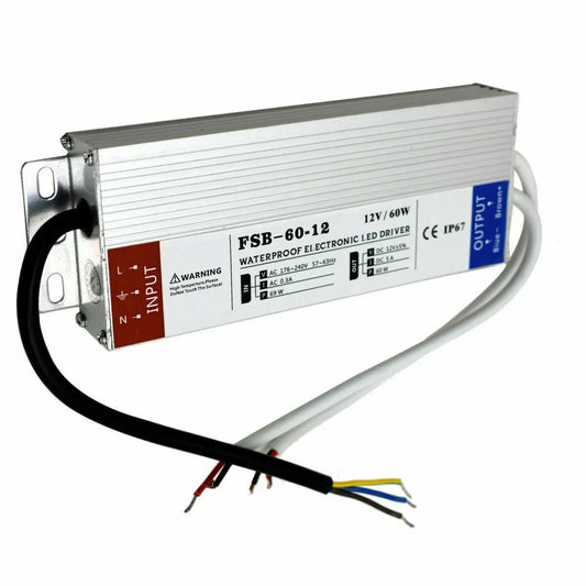 12V 60W LED Power Supply 5A - IP67 Waterproof Driver Transformer ~1082