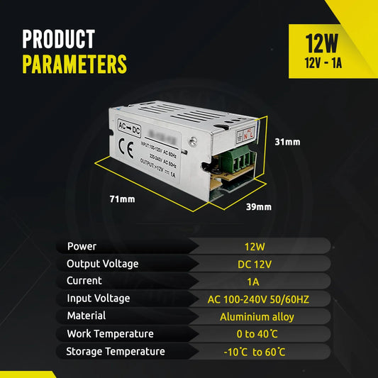 12V 20W 1A Power Supply Regulated Switching Transformer ~1087