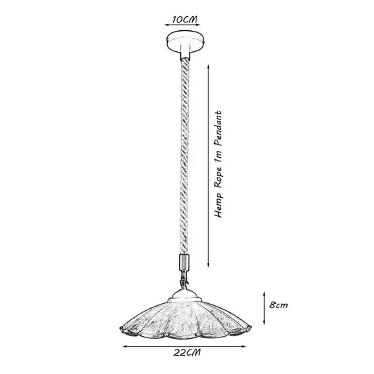 Hemp Rope Scalloped Pendant Light for Kitchen Island ~1198