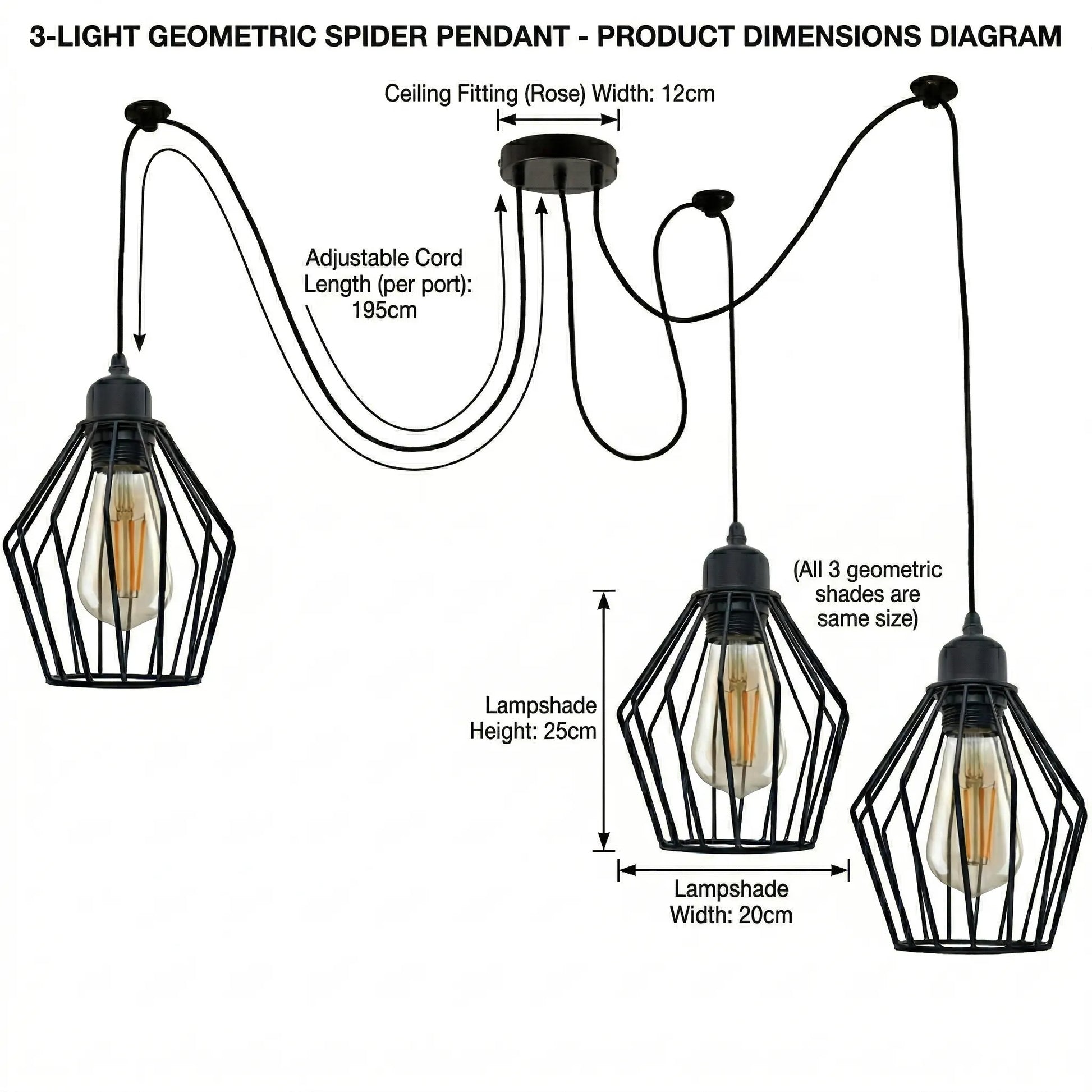 3-head pendant light fixture