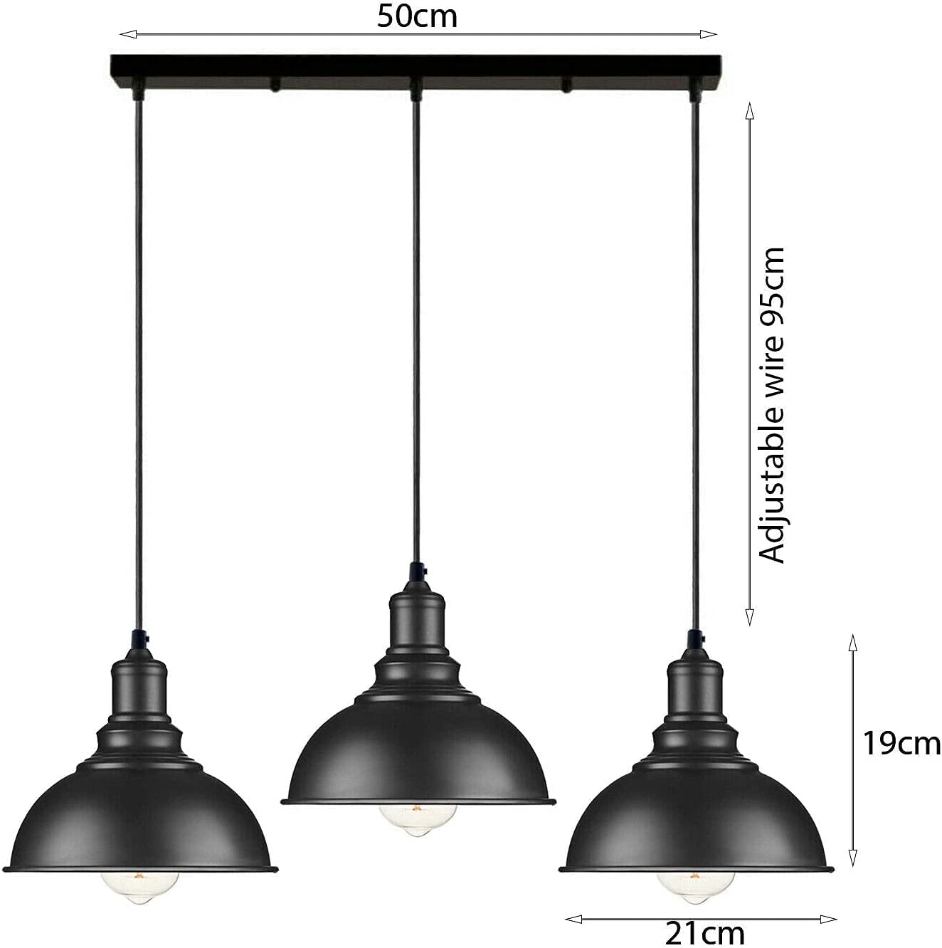 1 light to 3 lights bar pendant black