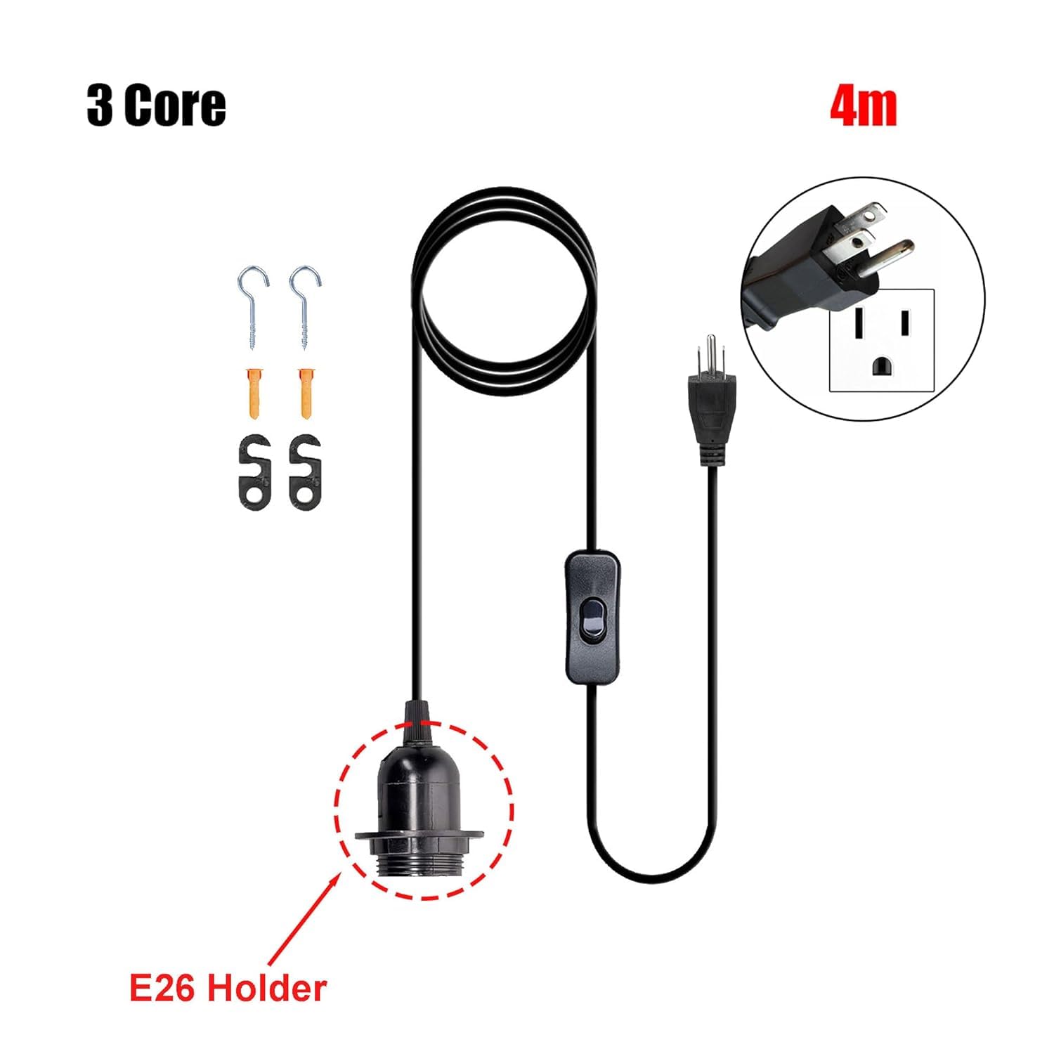 light socket plug cord pendant