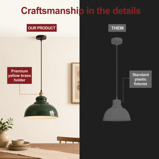 Yellow brass E26 holder on vintage pendant light