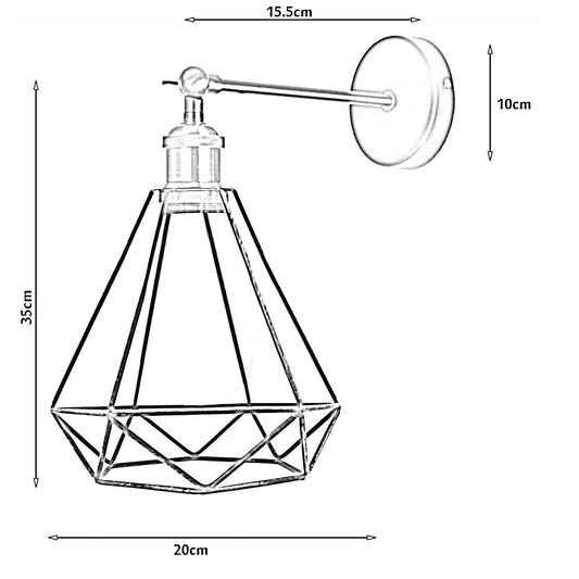 DIAMANTVÄGG Wire Cage Wall Sconce – Retro Black ~1220
