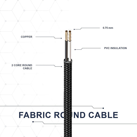 2 Core Black 18 AWG Fabric Covered Electrical Wire ~1029