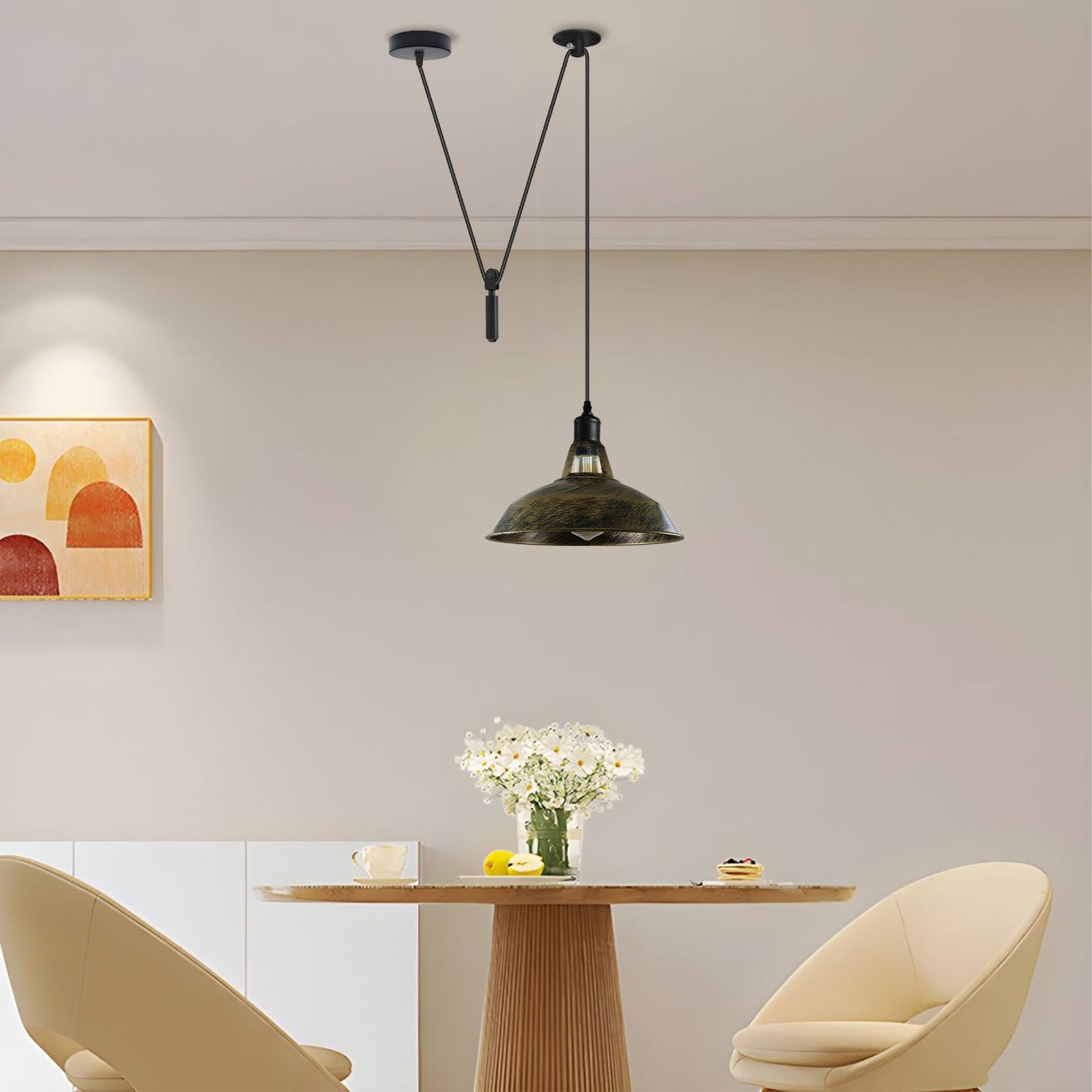pendant island metal ceiling