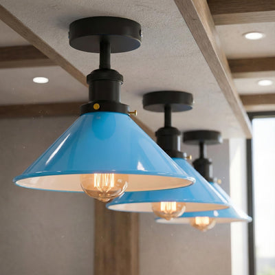 Metal Flush Mount Light Fixture E26 Vintage ~1179