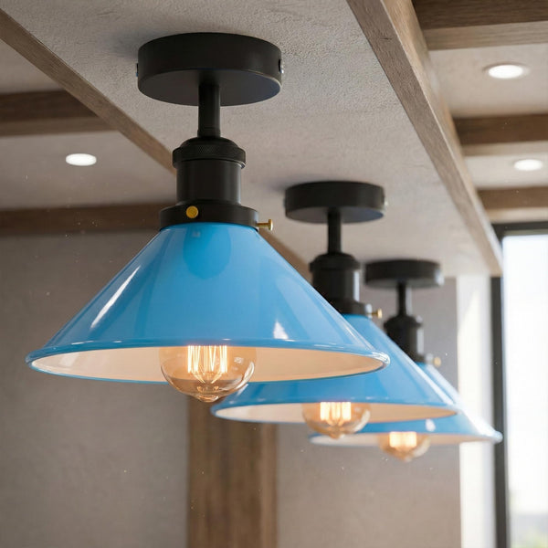 Metal Flush Mount Light Fixture E26 Vintage ~1179