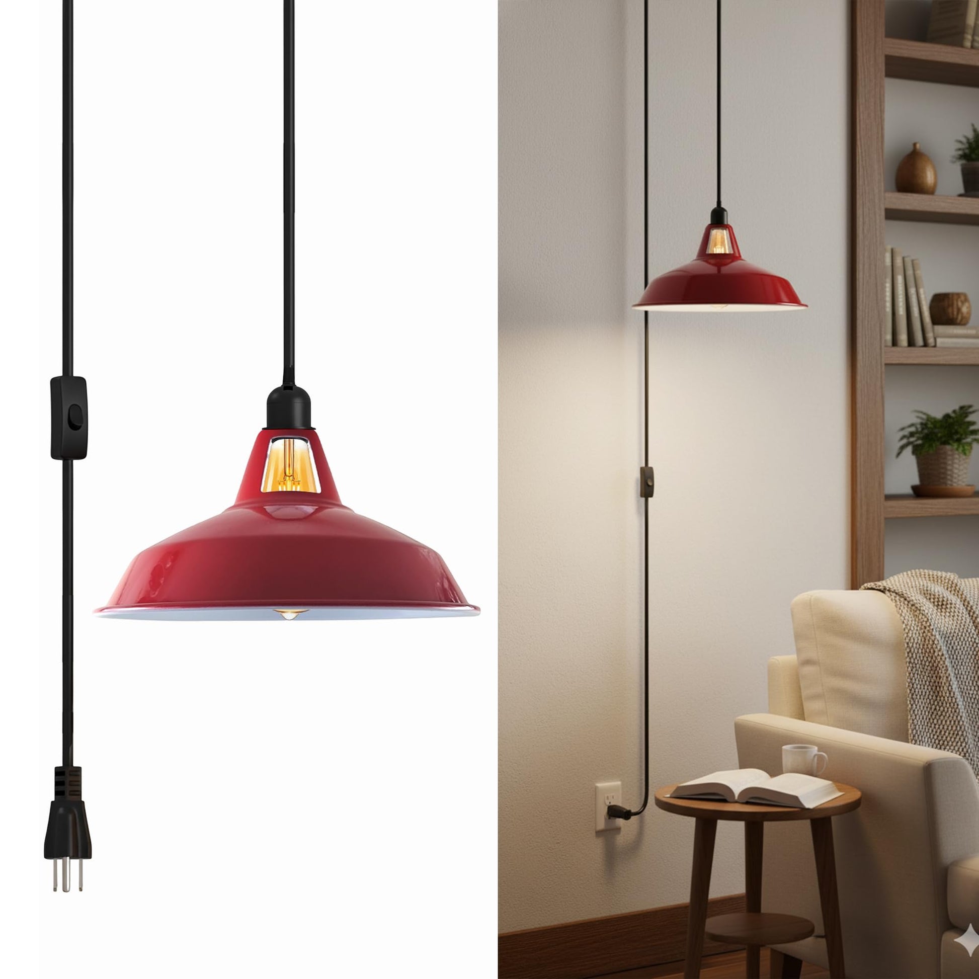 vintage modern plug lamp metal