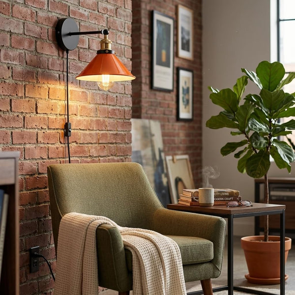 Industrial Plug in Wall Light with Adjustable Head