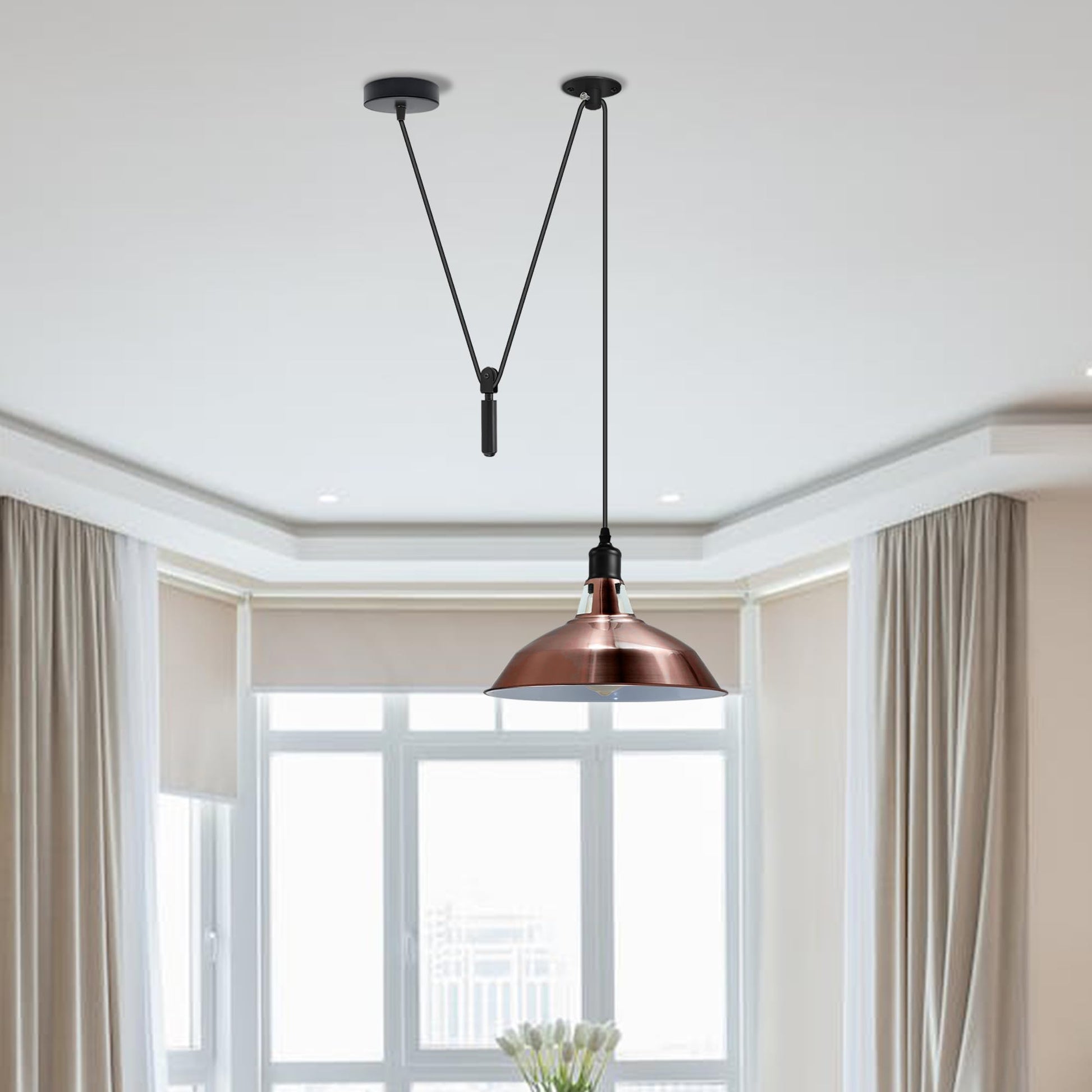 pendant island metal ceiling