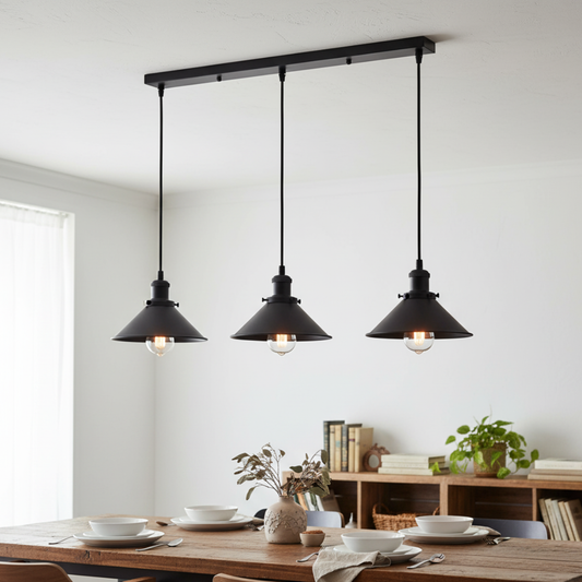 Black Metal Cone Shade Pendant Light Fixture ~1061