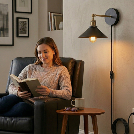 Plug In Bedside Wall Light | Adjustable Metal Reading Lamp ~1202