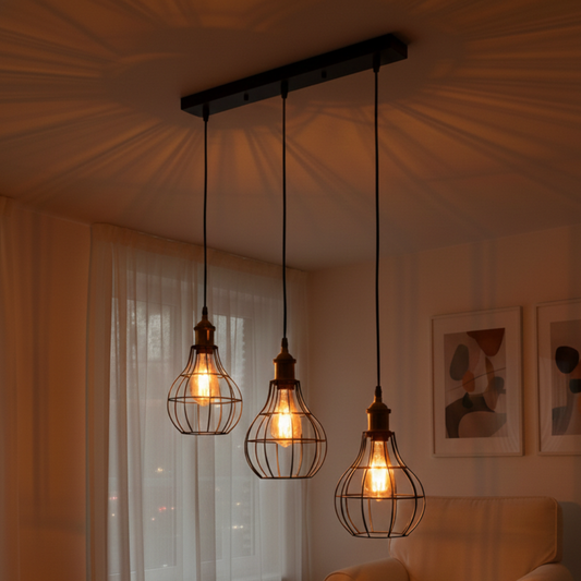 Lámpara colgante de sombra de 3 barras ~1127