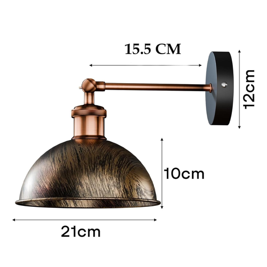 Aplique de pared - Lámpara de cúpula metálica ajustable 180° ~1108