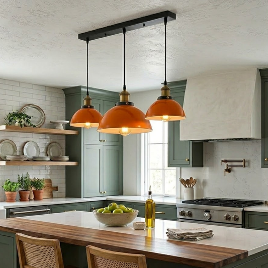 Mid-Century 3-Drop Dome Pendant Light ~1189