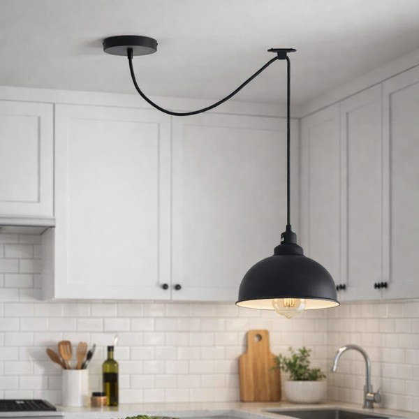 Metal Ceiling Pendant Light With Hook 2m Adjustable ~1210