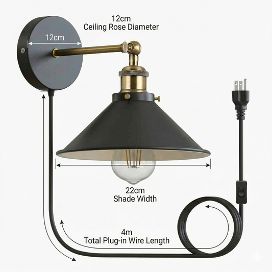 Plug In Wall Sconce With 13.12Ft Corded Switch ~1203