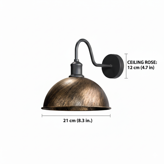 Industrial Dome Wall Sconce Light Fixture, 8.3″ Shade ~1020