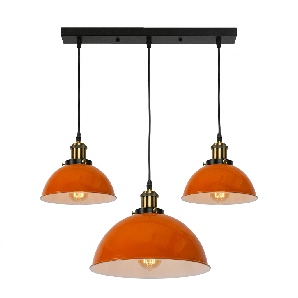Three orange pendant lights