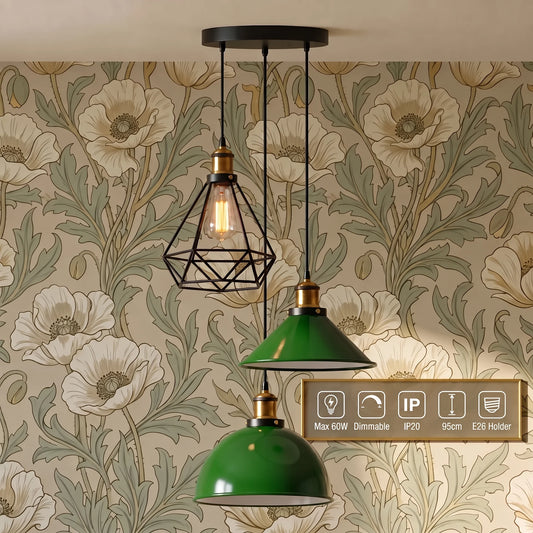 3-Light Pendant Cluster - Industrial Mixed Shade