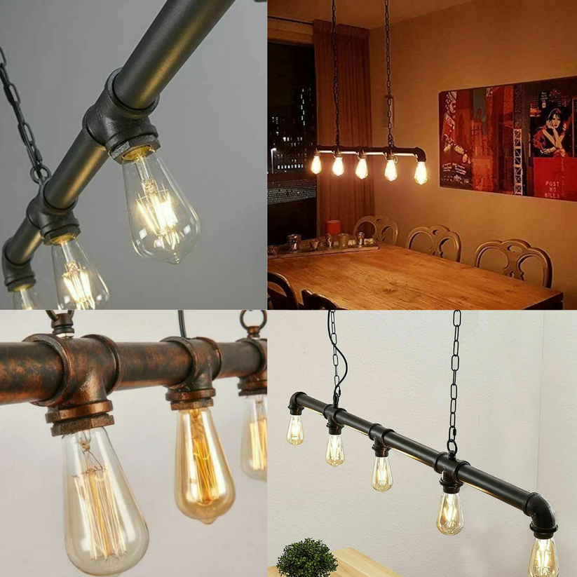 A statement 5-light water pipe pendant lamp