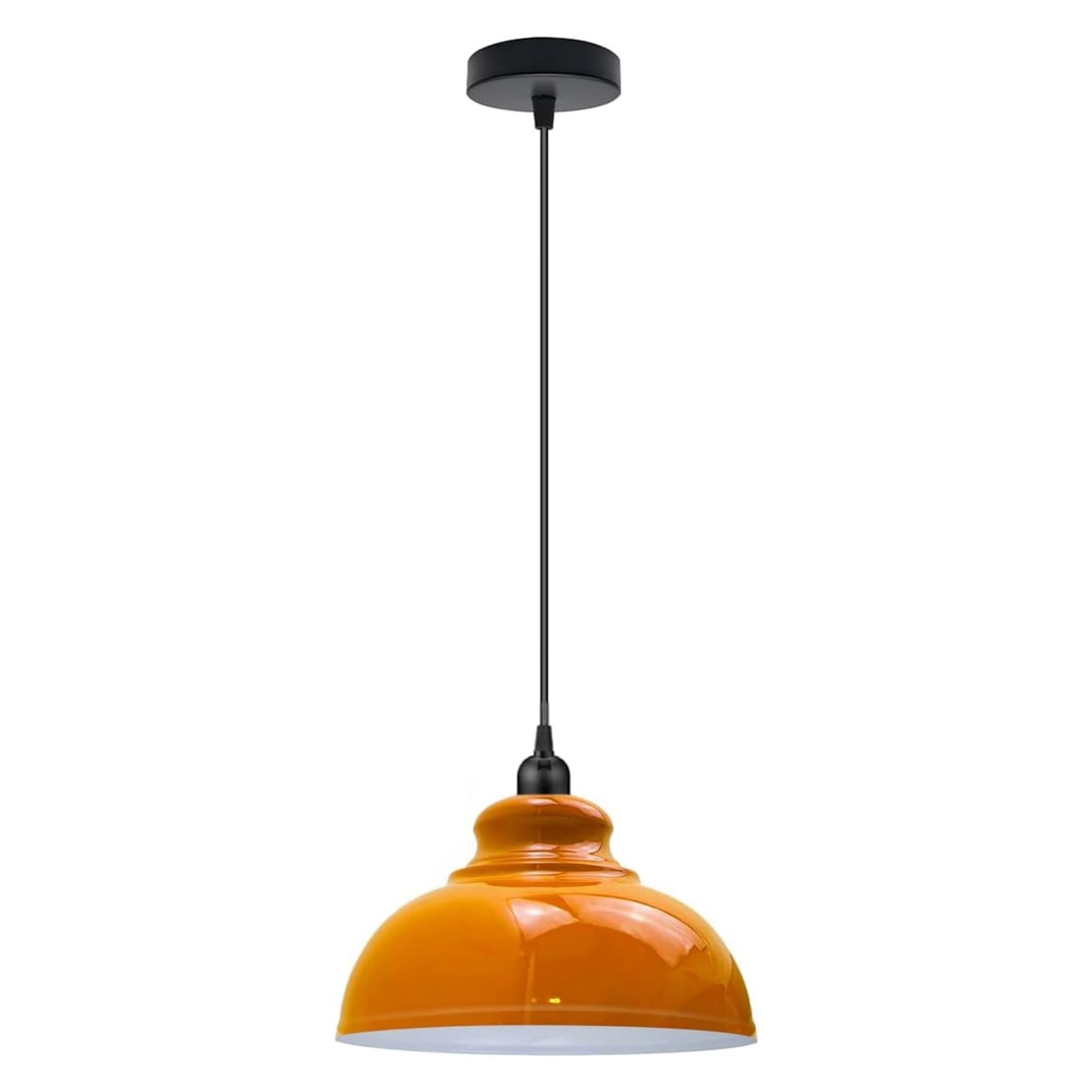 Orange dome pendant light with adjustable cable