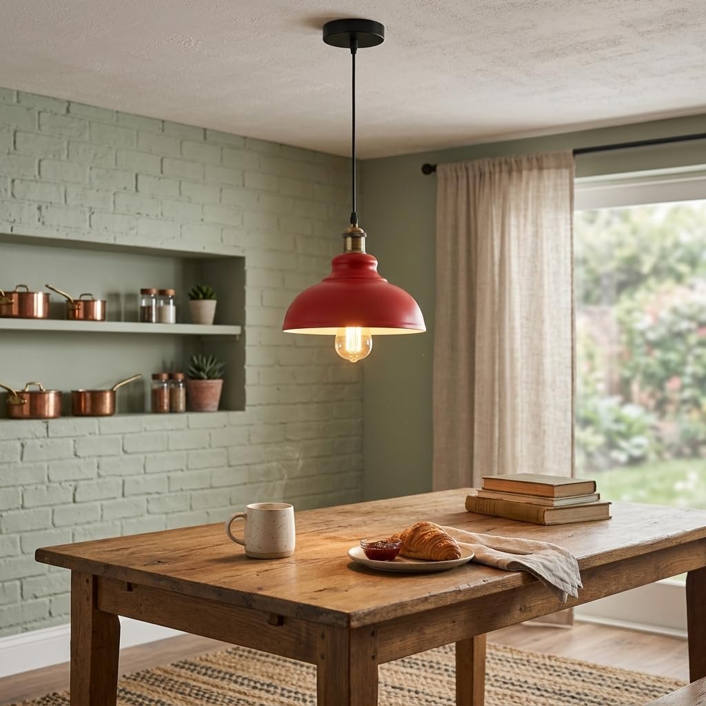 Orange vintage metal pendant ceiling light