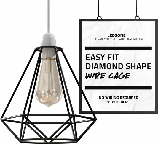 DIAMANTVALL Easy-Fit Diamond Shape Wire Cage Light Shade ~1196