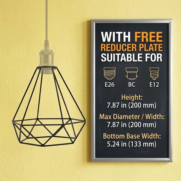 DIAMANTVALL Easy-Fit Diamond Shape Wire Cage Light Shade ~1196