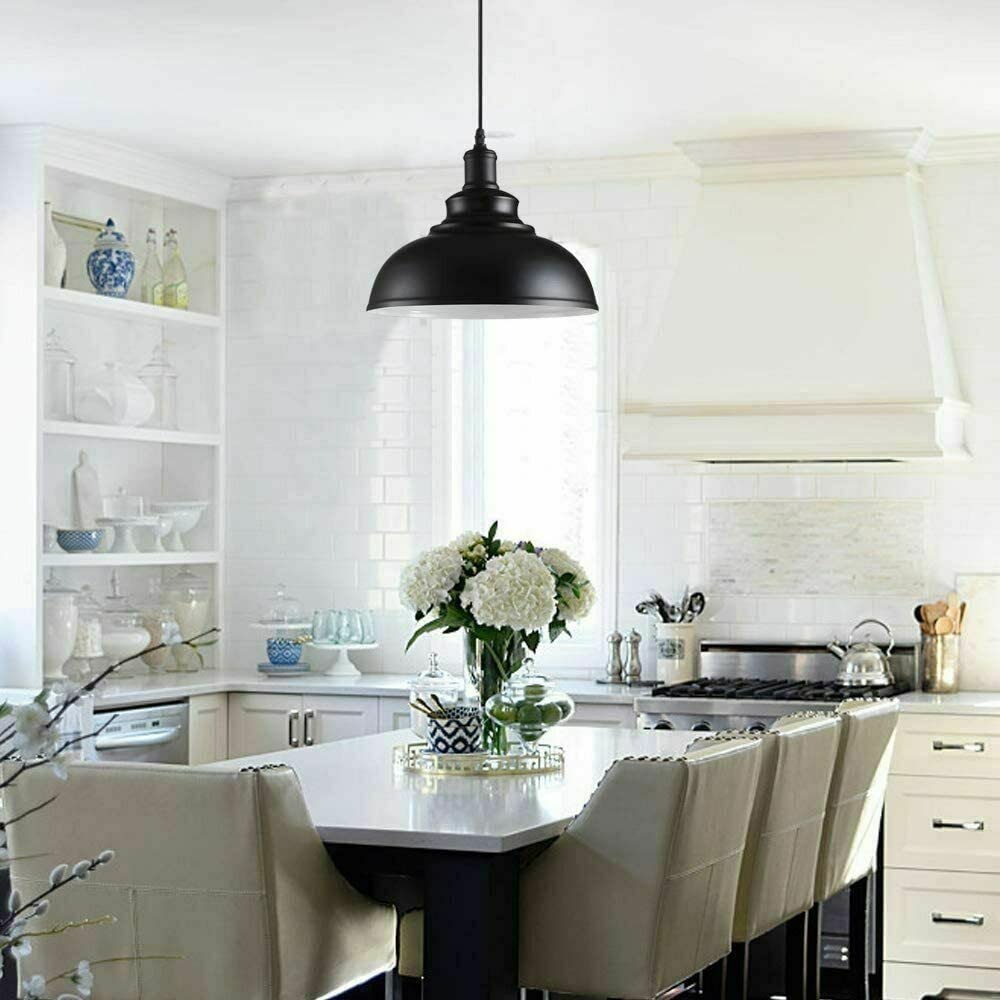 Black curved dome shade pendant light