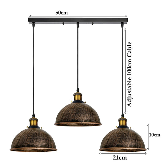 3 Metal Shaded Pendant Light ~1188